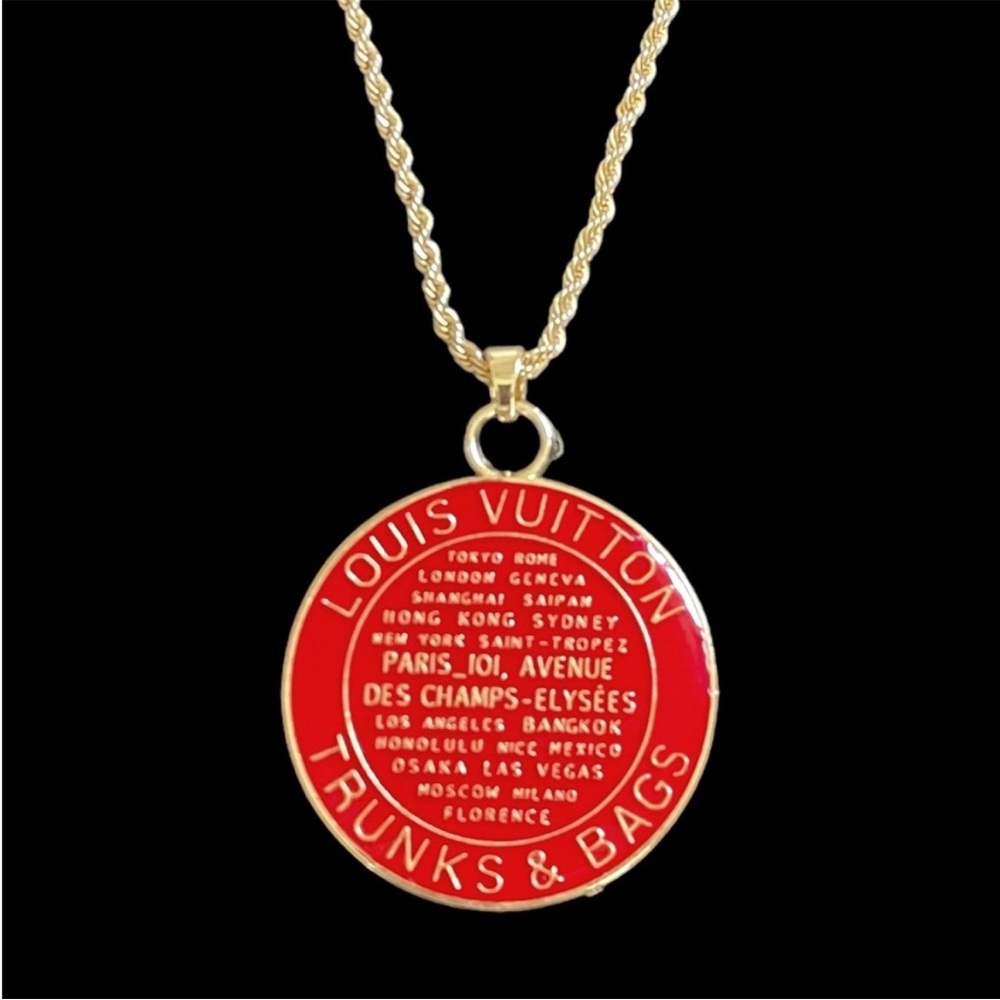 Authentic Louis Vuitton Red Trucks & Bags Necklace - Picture 1 of 3